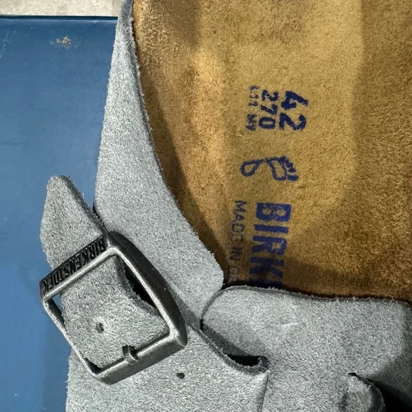 Birkenstock Boston Suede Gray Soft Footbed - Picture 4 of 5